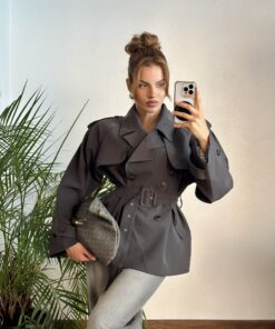 Oversize Ara Boy Füme Trençkot