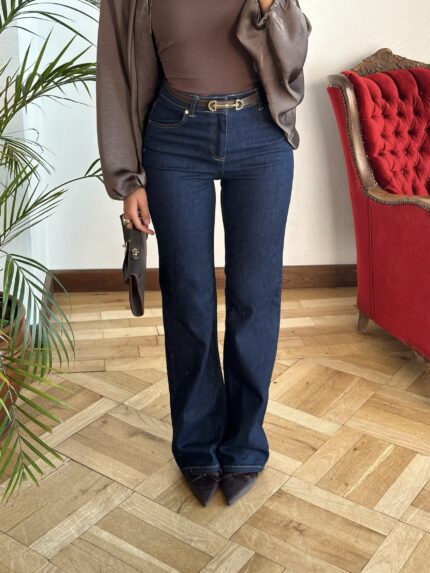 Koyu Lacivert İspanyol Paça Jean