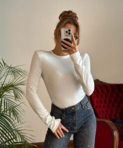 Beyaz Vatkalı Bodysuit