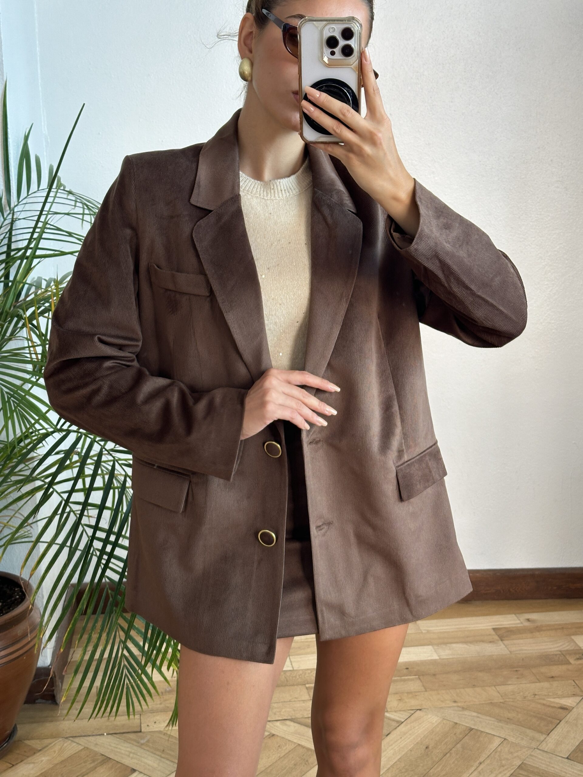 Kadife Kahve Blazer Ceket - Görsel 4