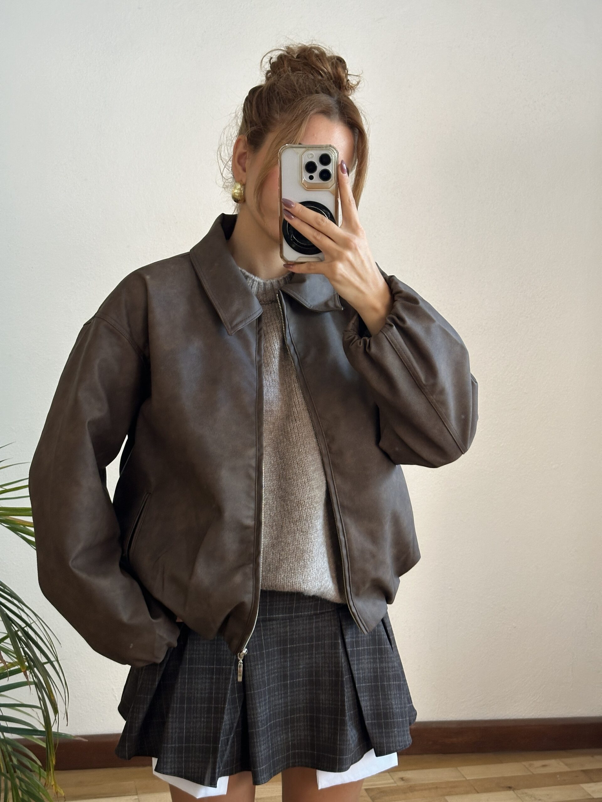 Kahve Bomber Deri Ceket - Görsel 5