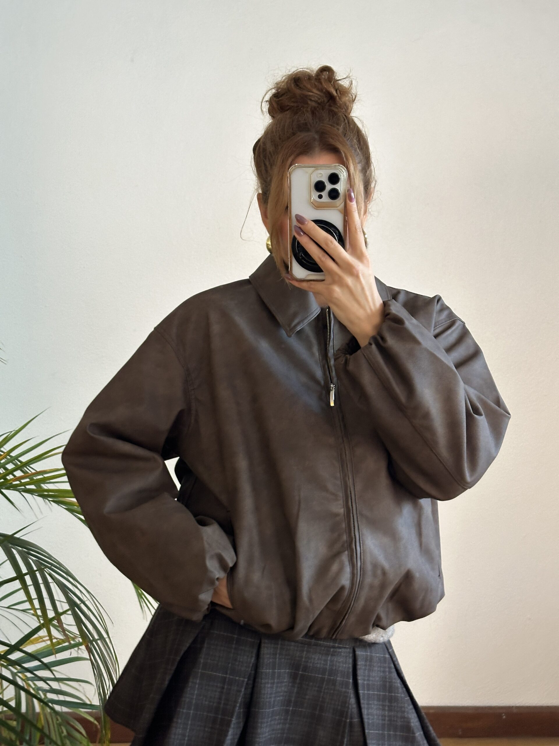 Kahve Bomber Deri Ceket - Görsel 4