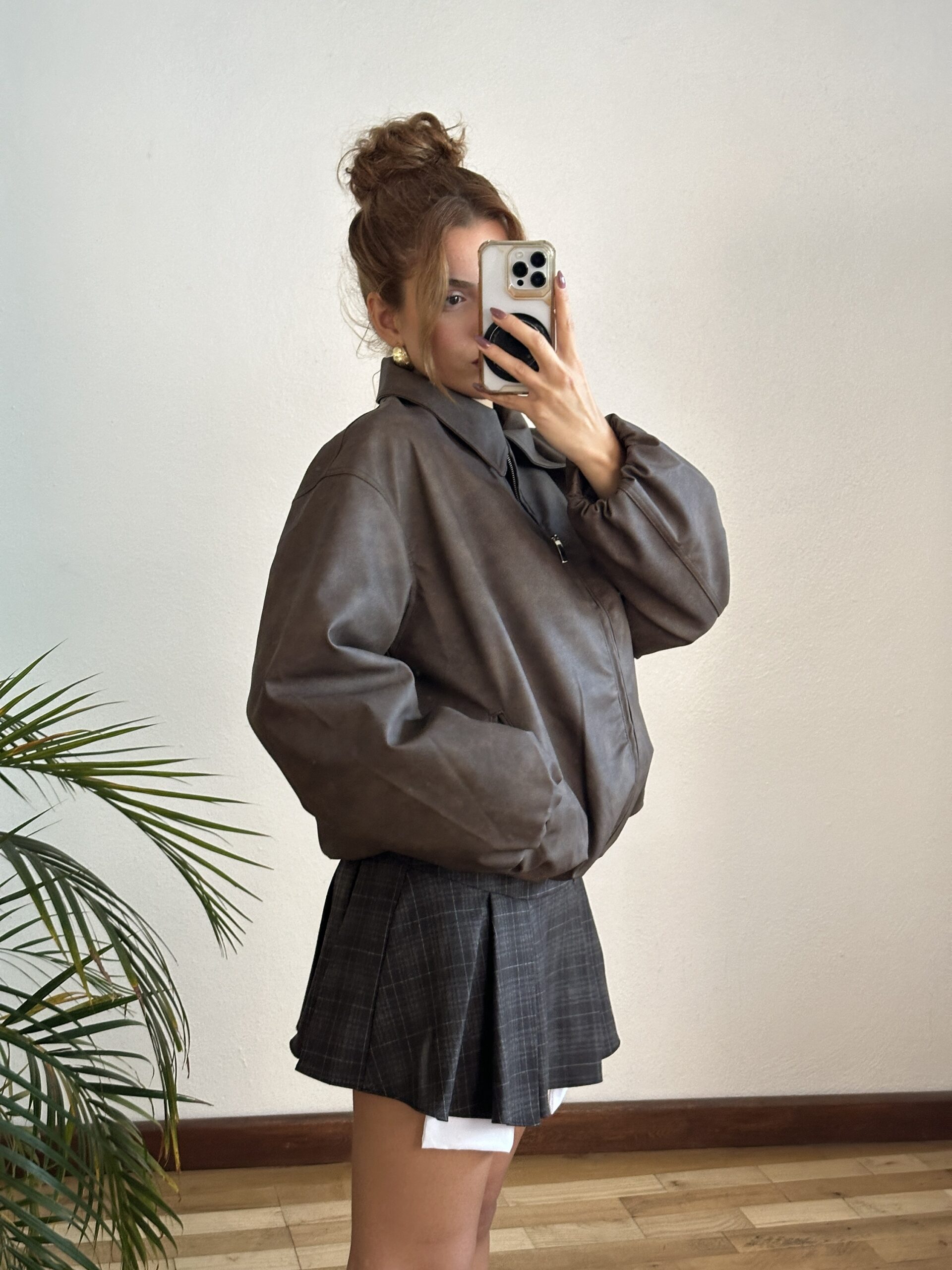 Kahve Bomber Deri Ceket - Görsel 3