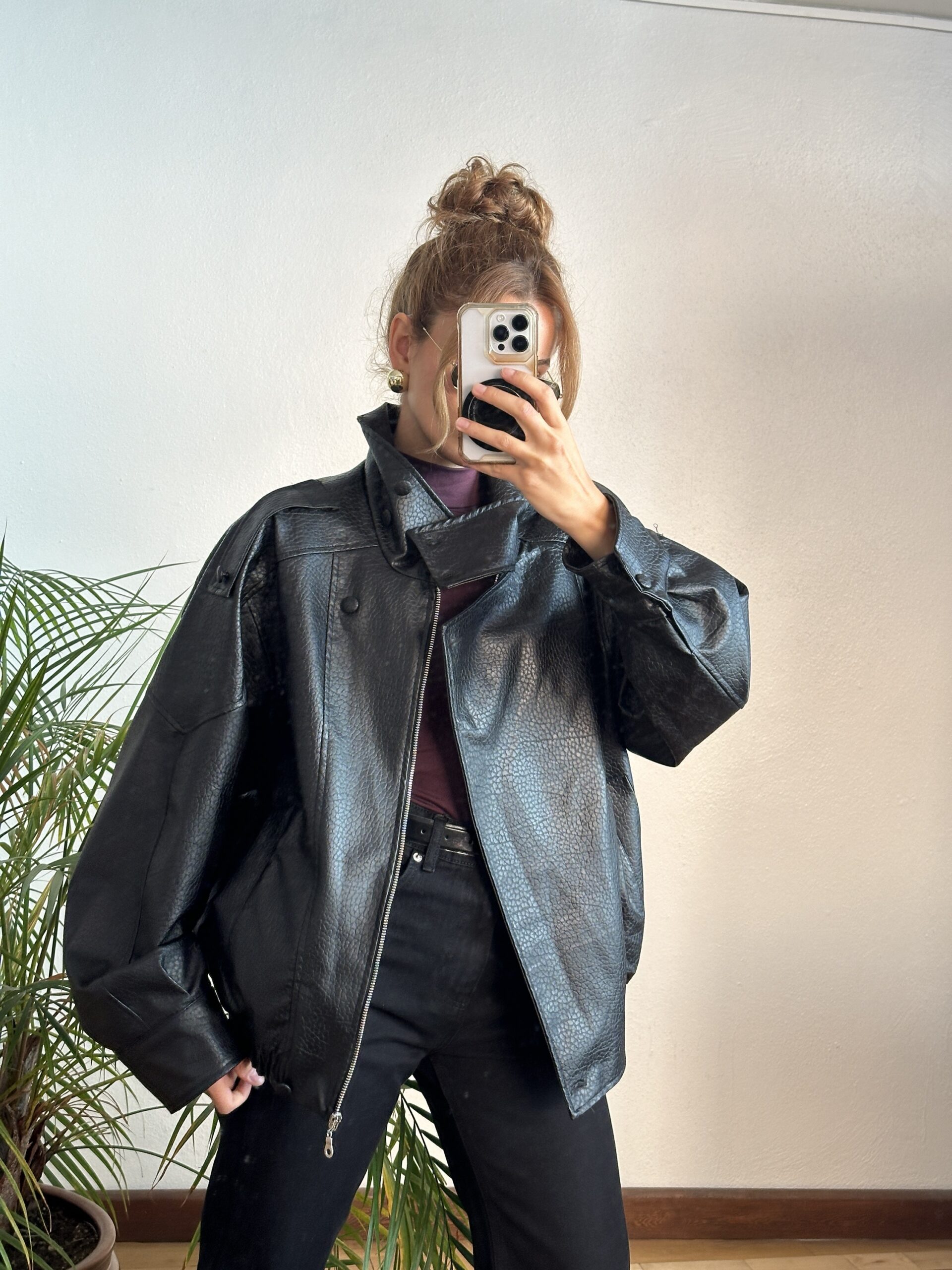 Oversize Deri Ceket - Görsel 3