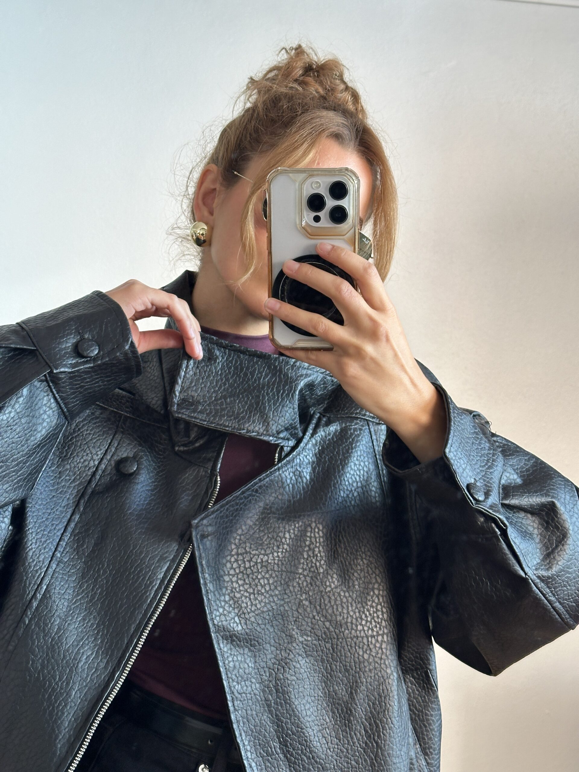 Oversize Deri Ceket - Görsel 4