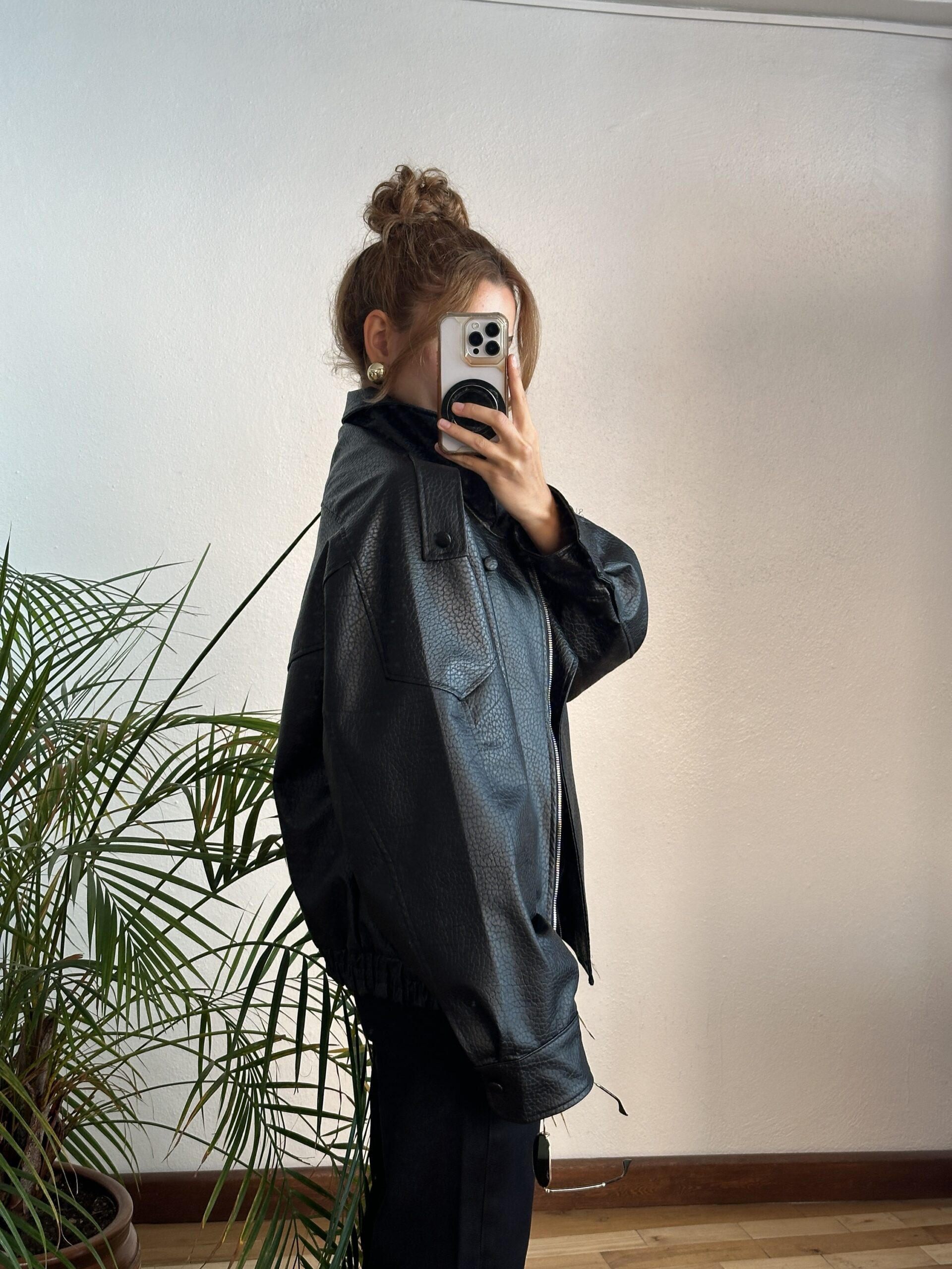 Oversize Deri Ceket - Görsel 2