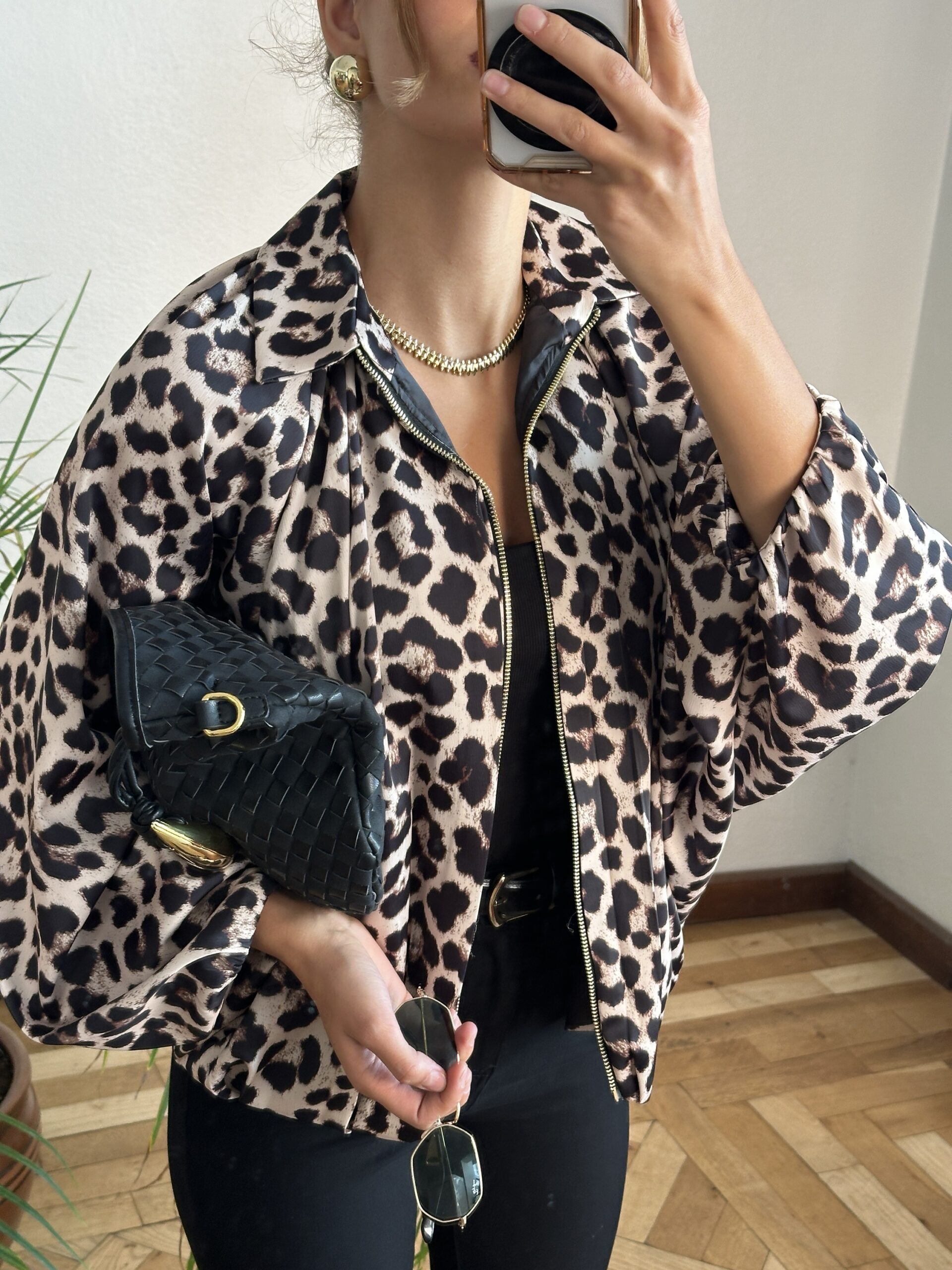 Saten Leoparlı Ceket - Görsel 4