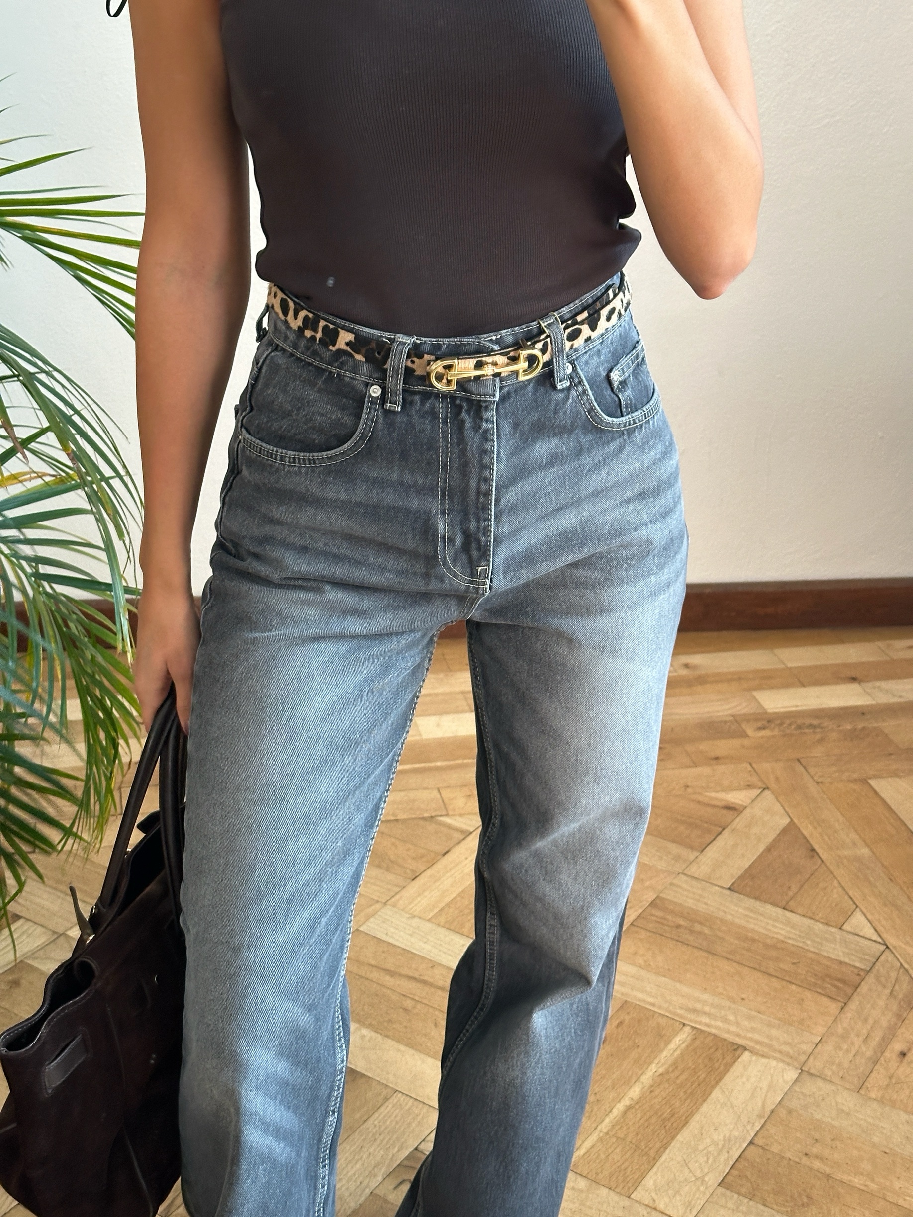 Antrasit Taşlamalı Palazzo Jean - Görsel 2