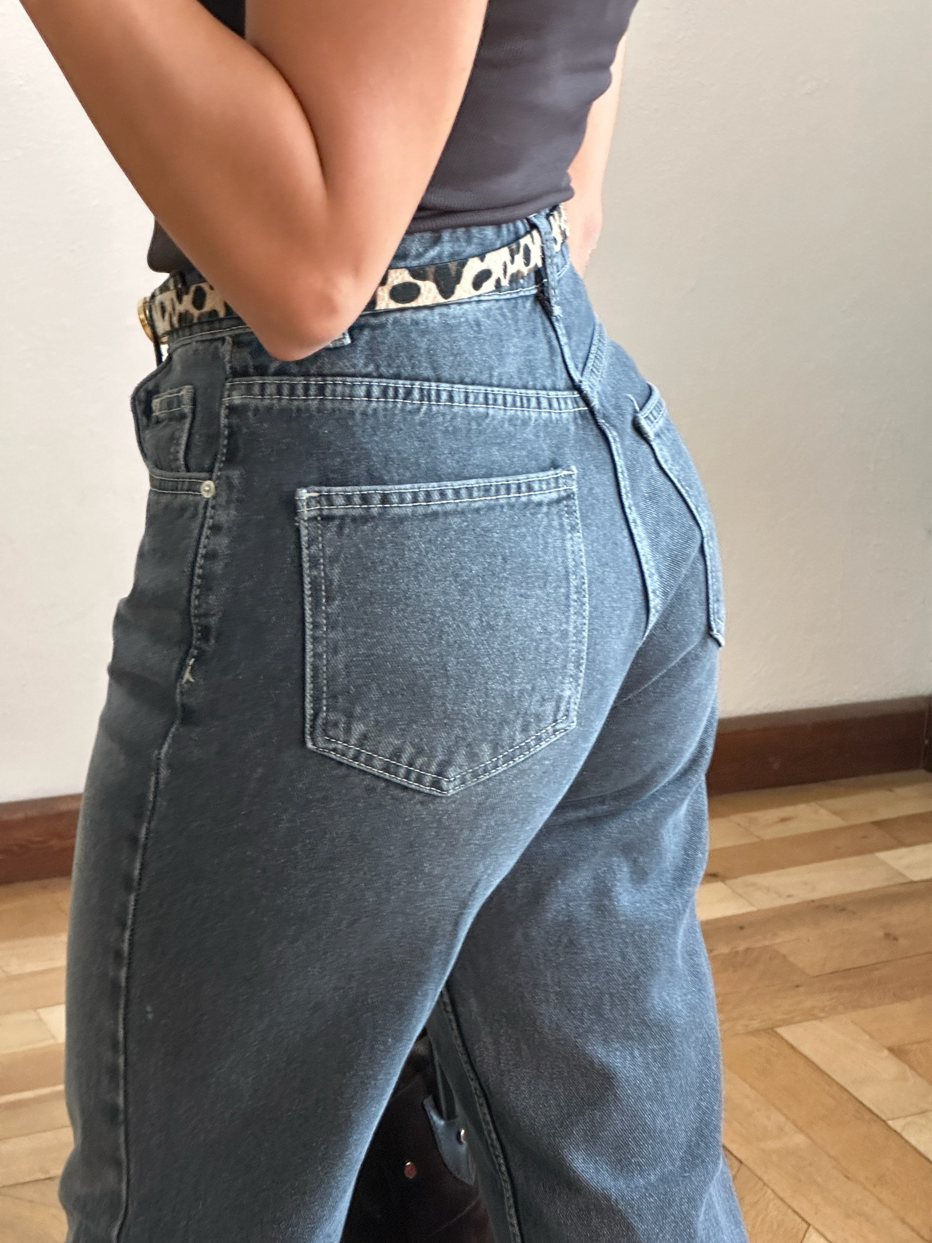 Antrasit Taşlamalı Palazzo Jean - Görsel 4