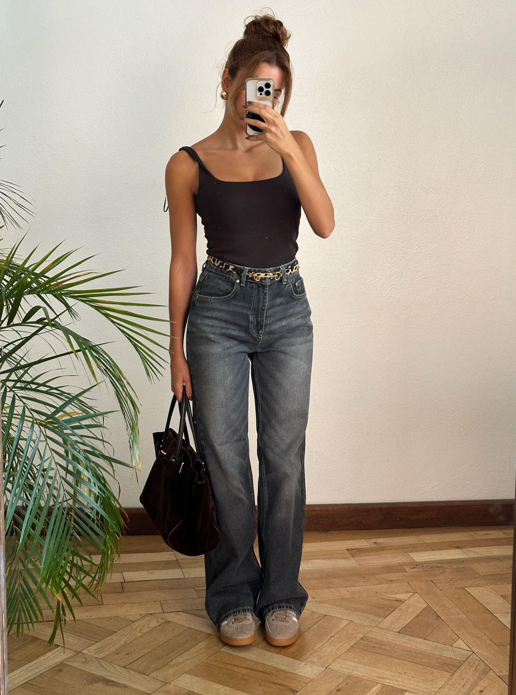 Antrasit Taşlamalı Palazzo Jean - Görsel 3