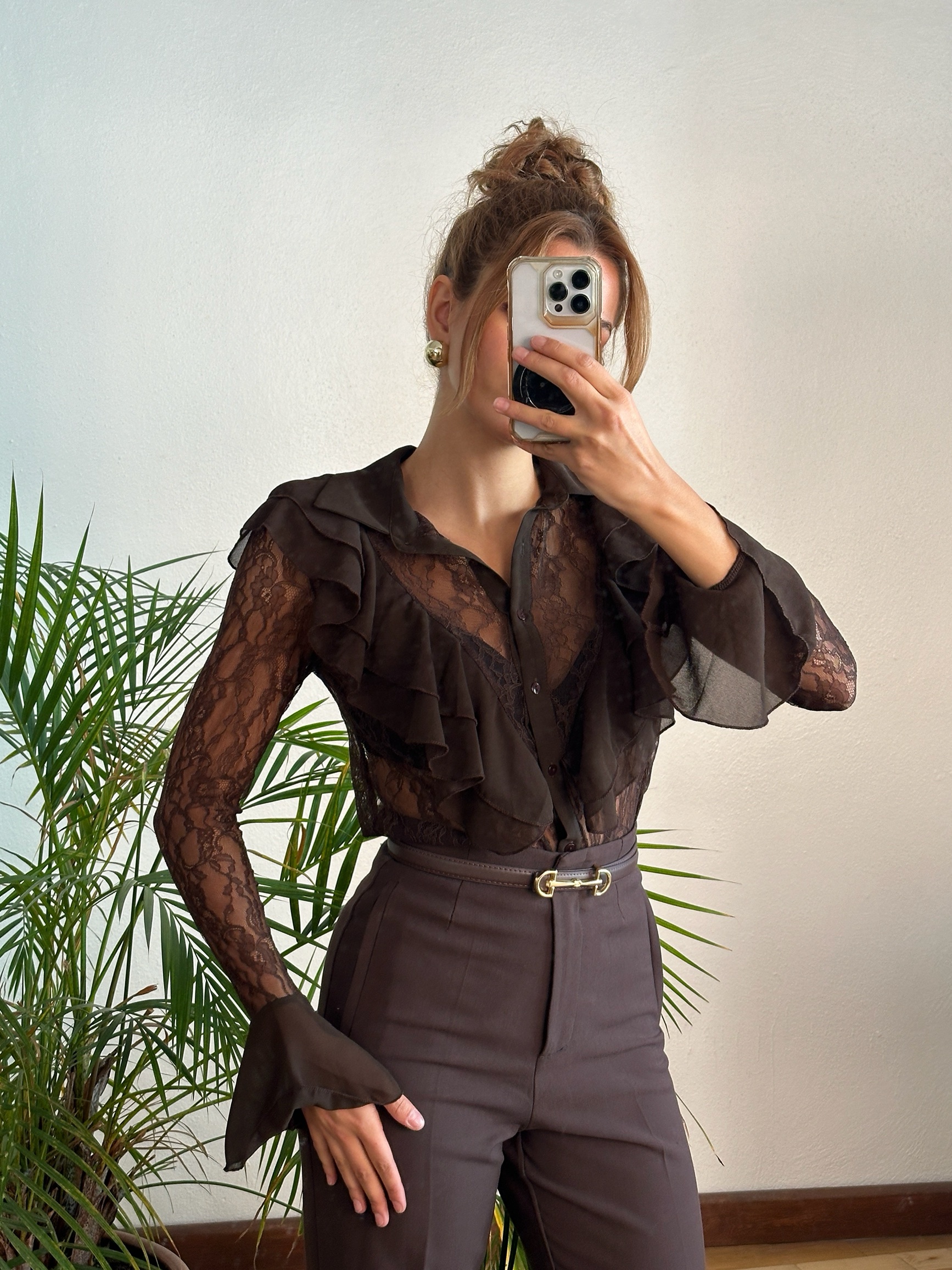 Fırfır Detaylı Dantel Bluz - Görsel 2