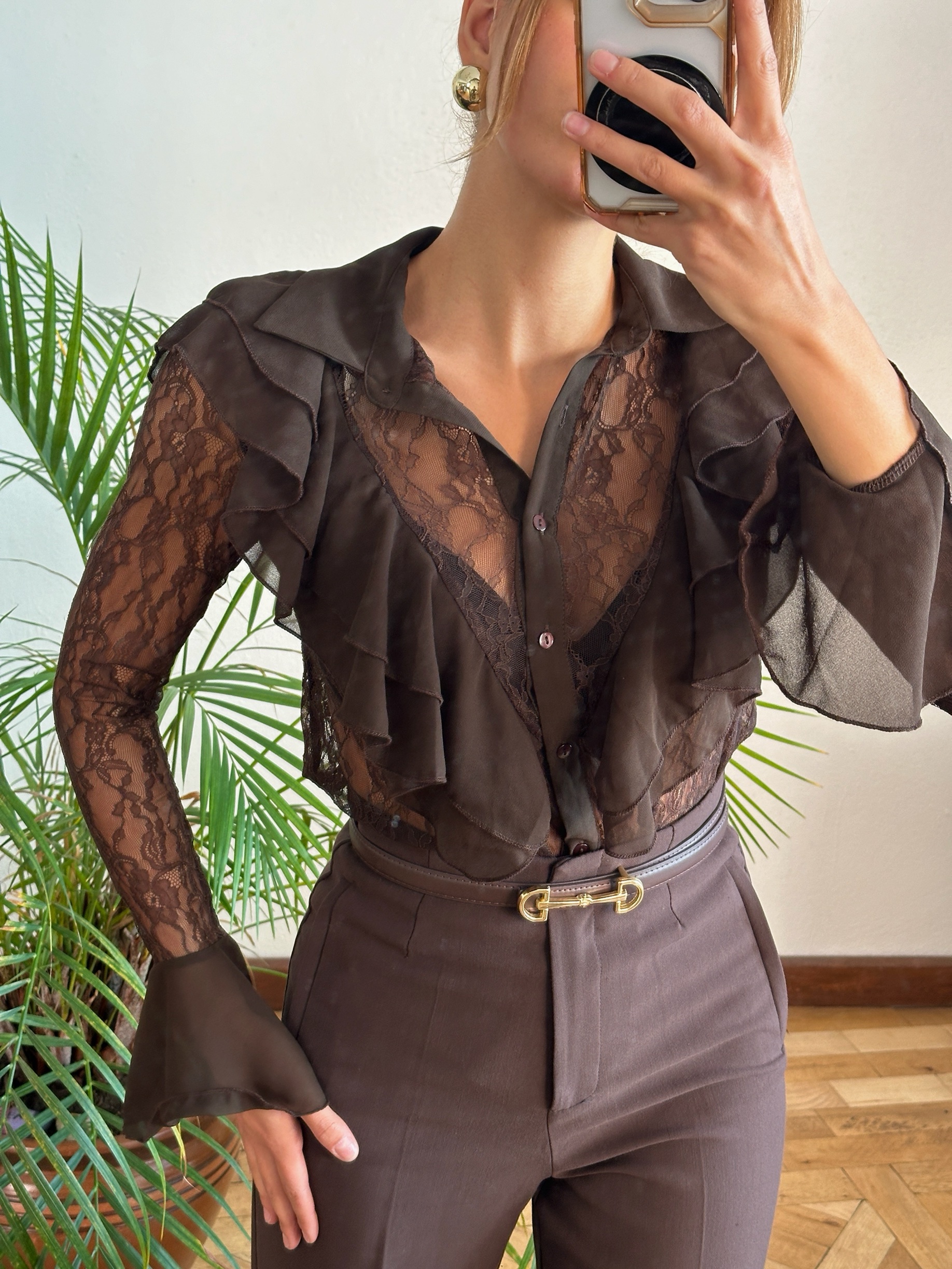 Fırfır Detaylı Dantel Bluz - Görsel 3