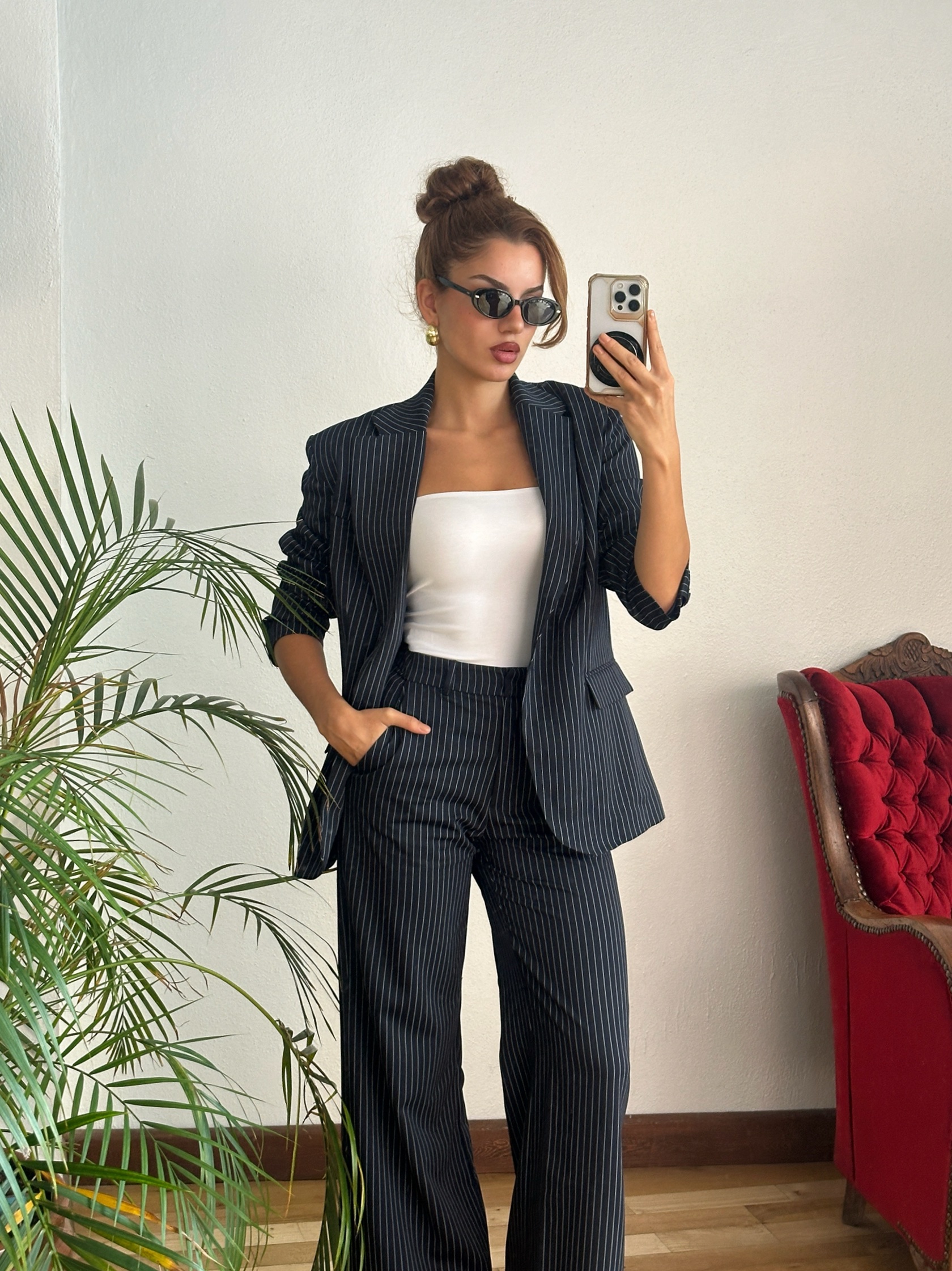 Lacivert Çizgili Takım