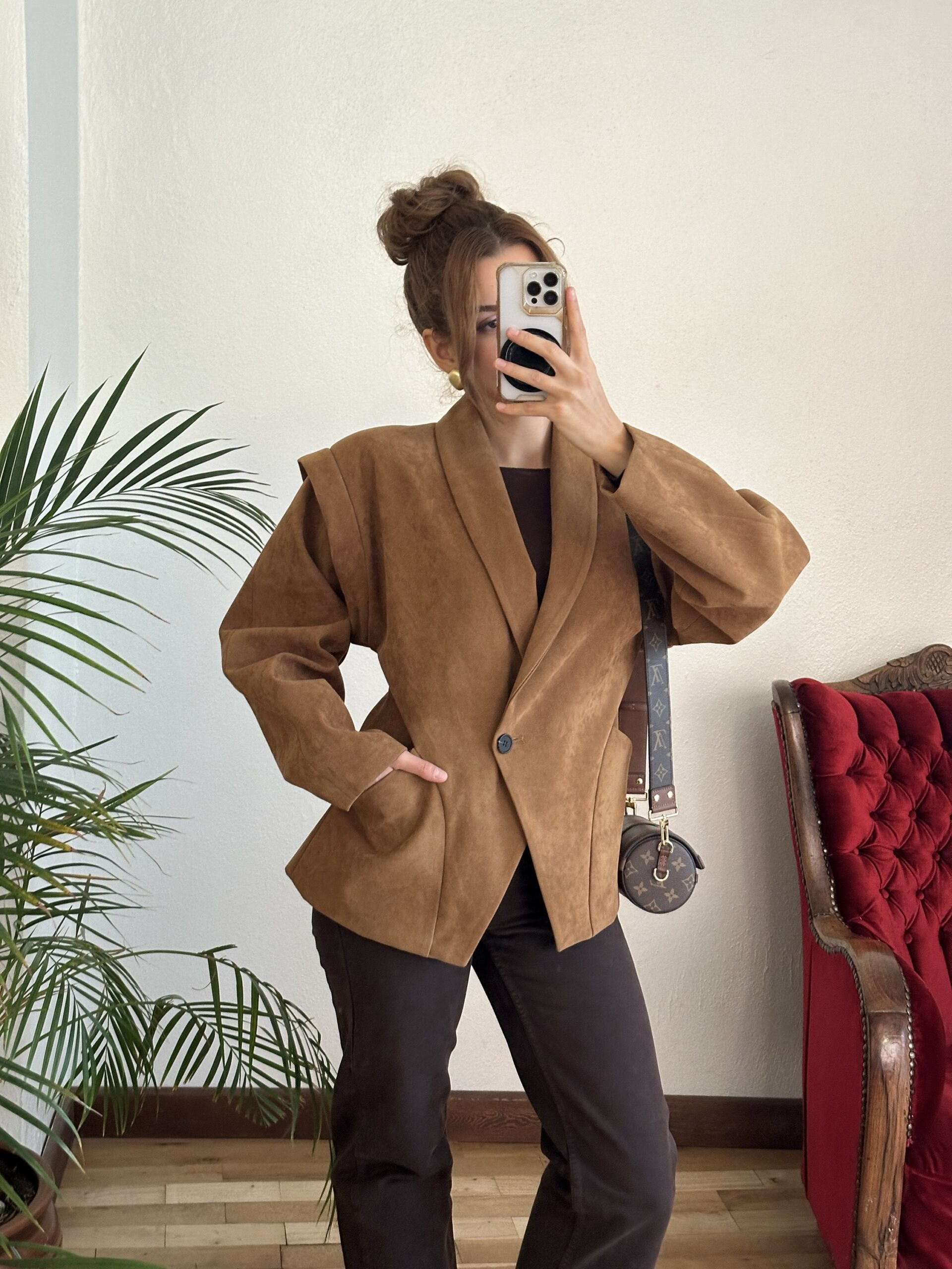 Bronte Omuz Detaylı Camel Blazer - Görsel 3