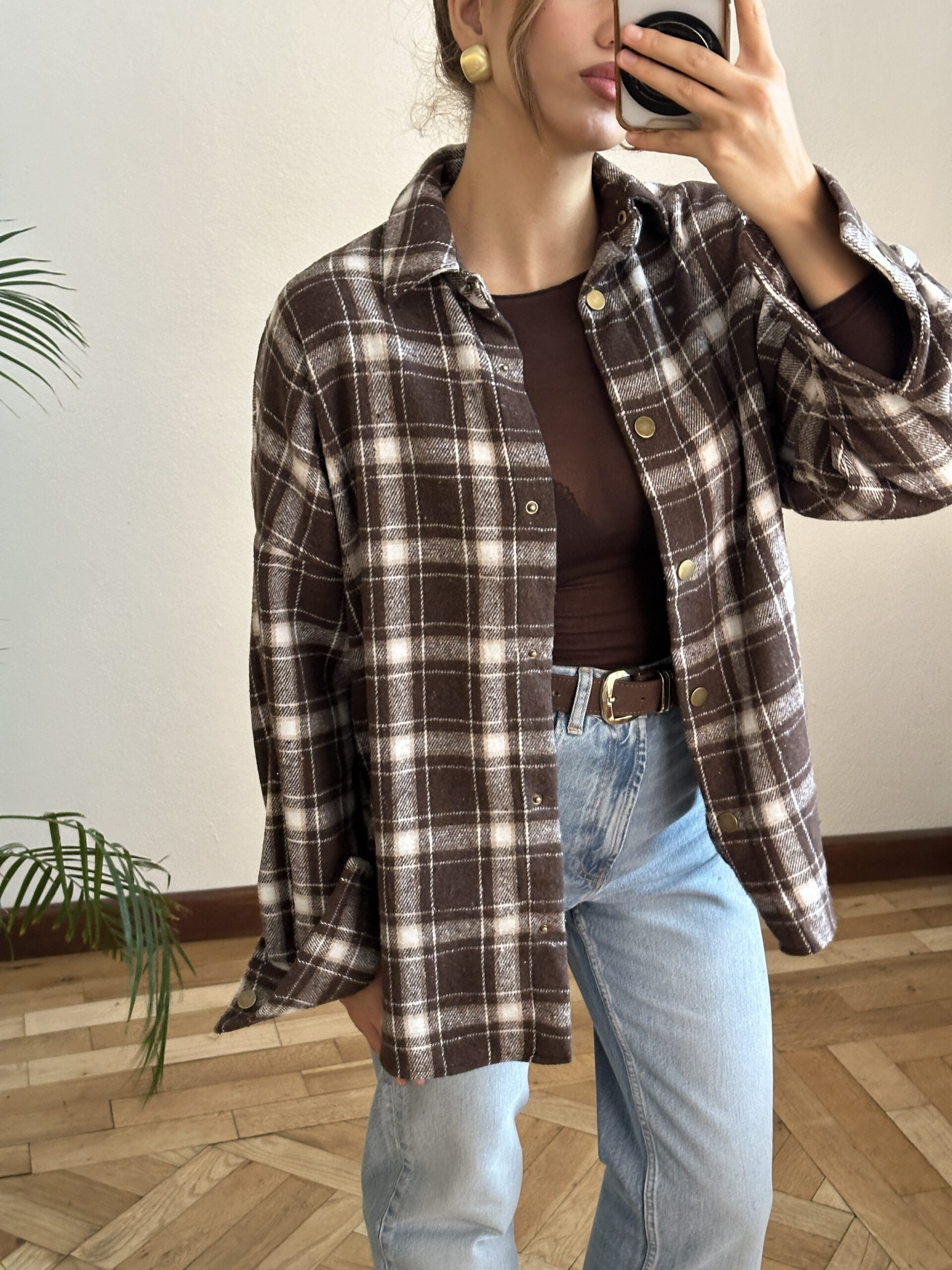 Kahve Kareli Oduncu Gömlek - Görsel 4