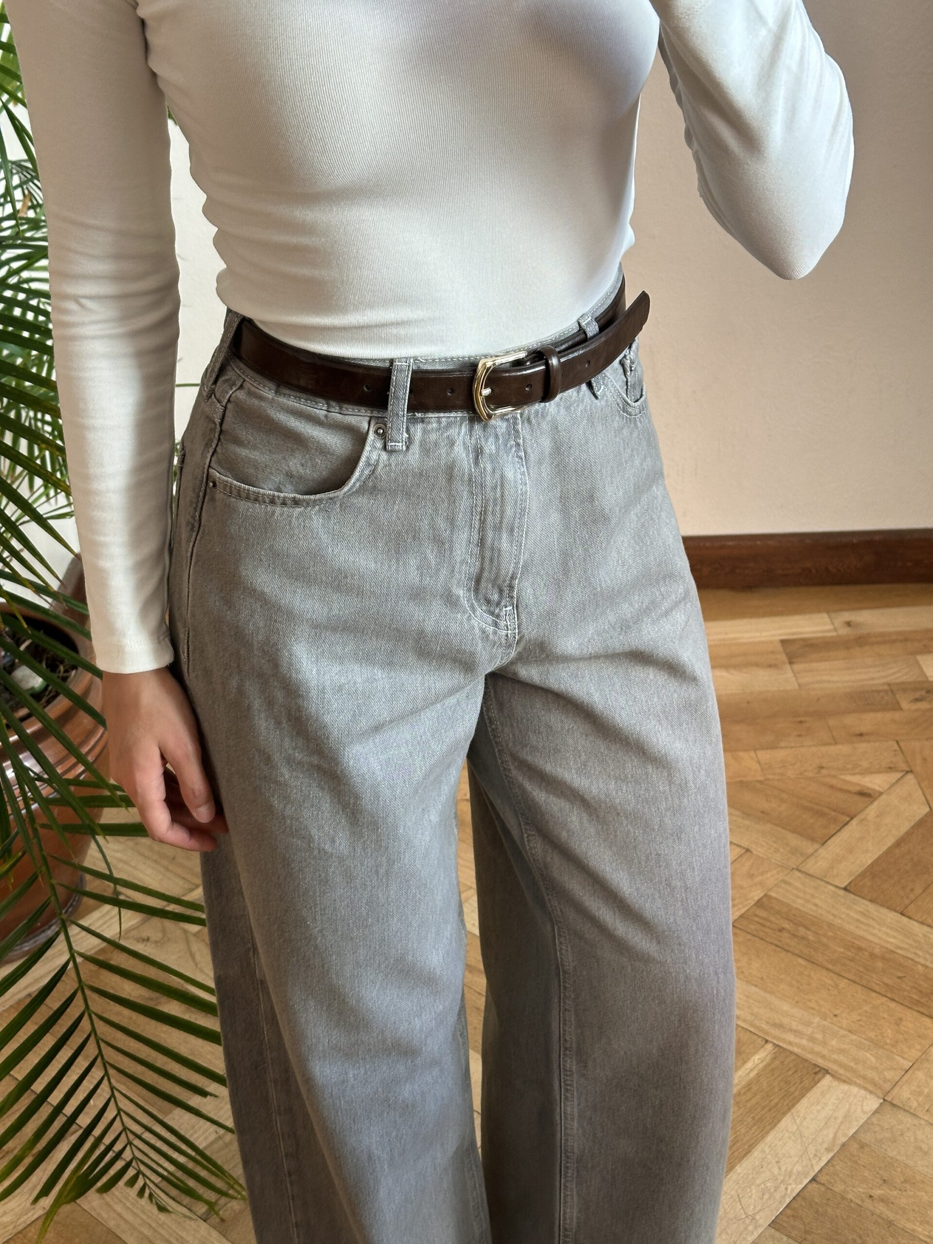 Açık Gri Bol Kesim Jean - Görsel 3