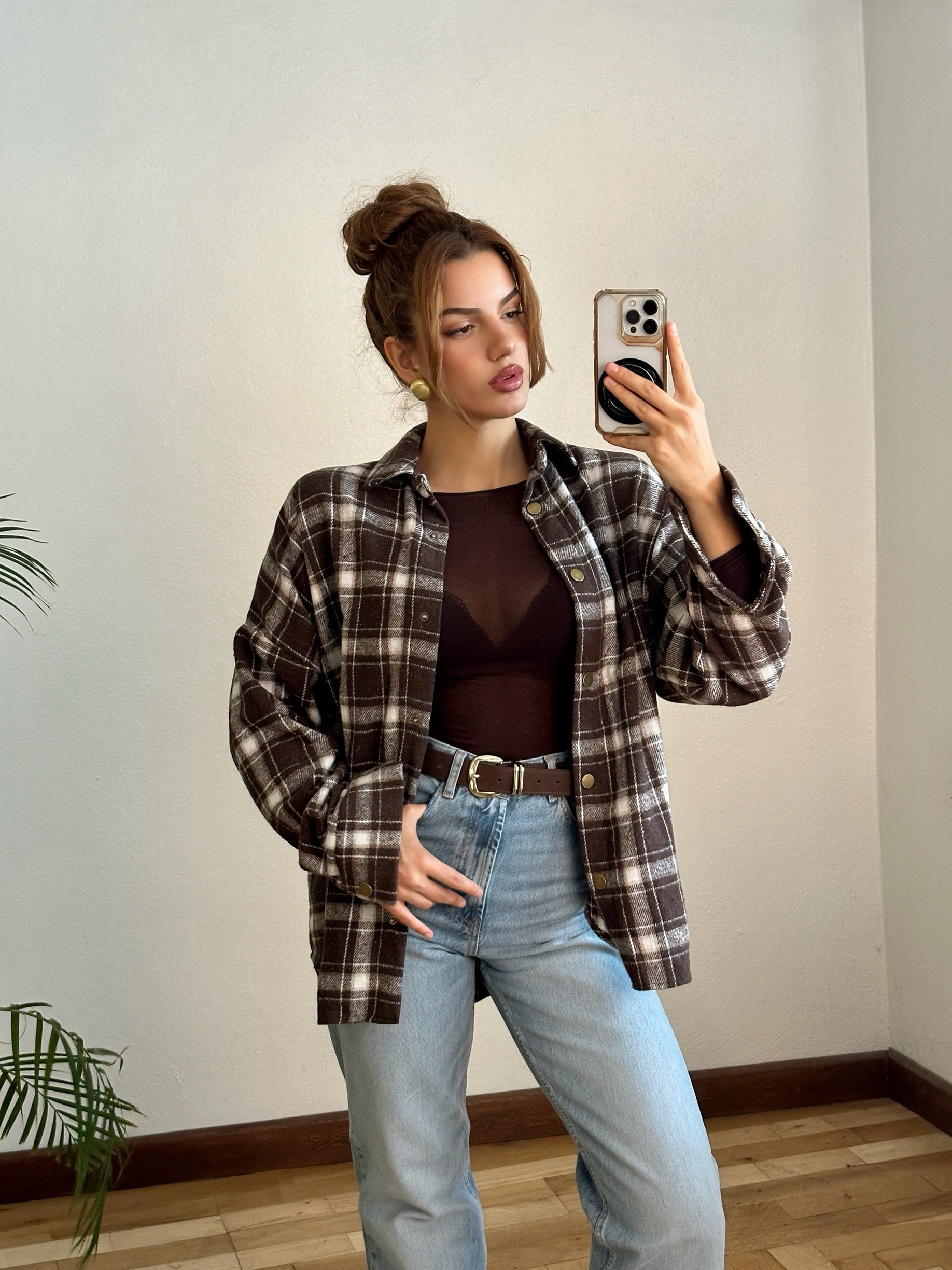 Kahve Kareli Oduncu Gömlek