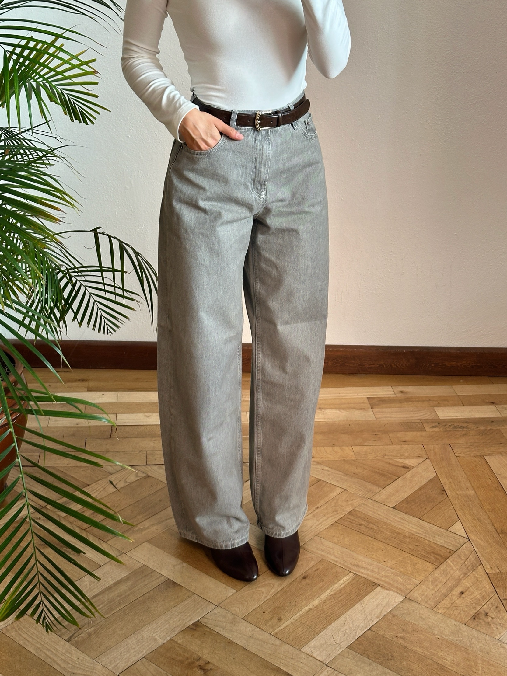 Açık Gri Bol Kesim Jean - Görsel 2