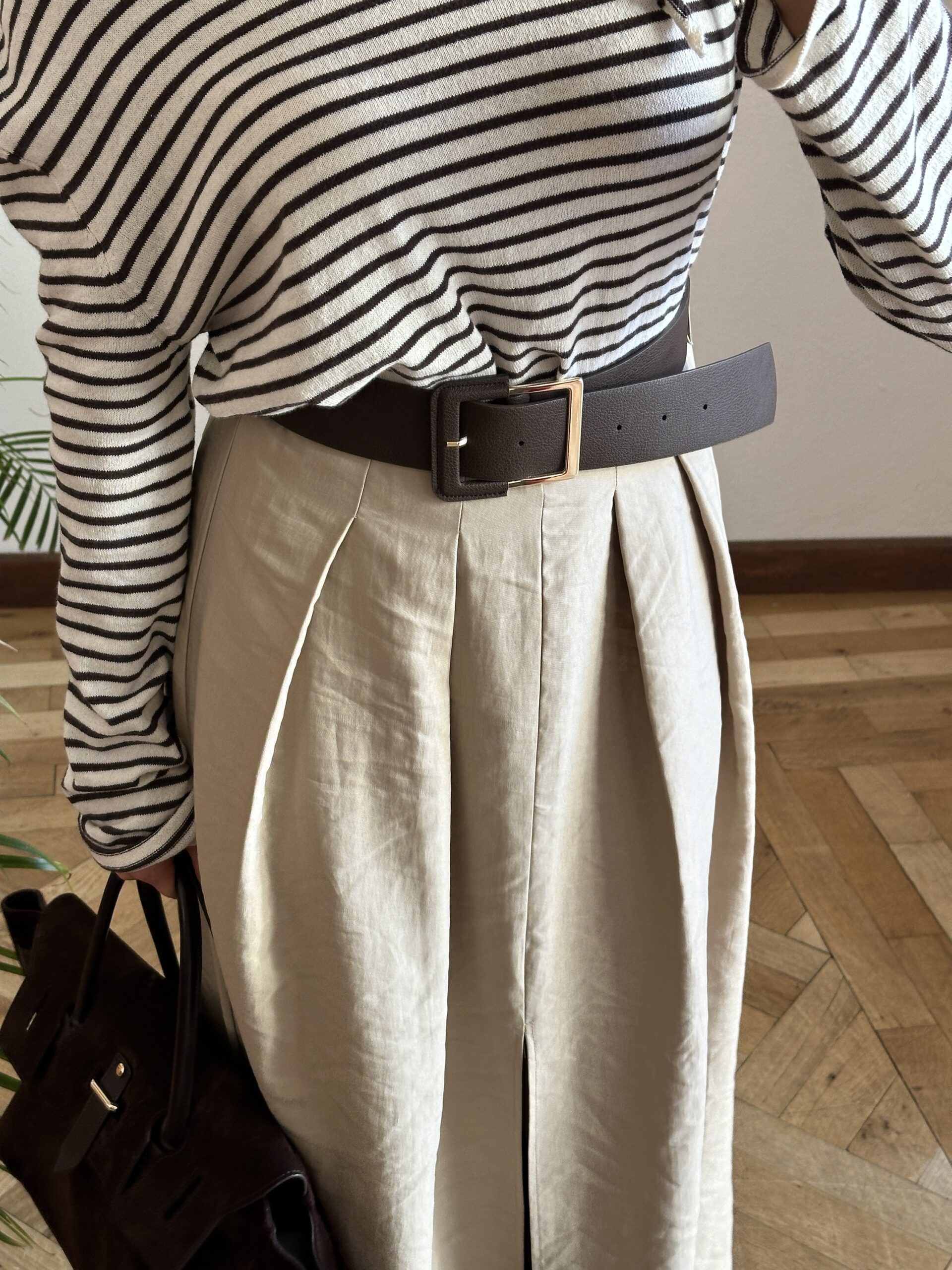 Önden Yırtmaçlı Kemerli Maxi Etek - Görsel 3