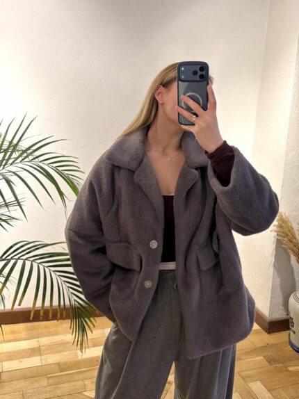 Gri Oversize Kürk