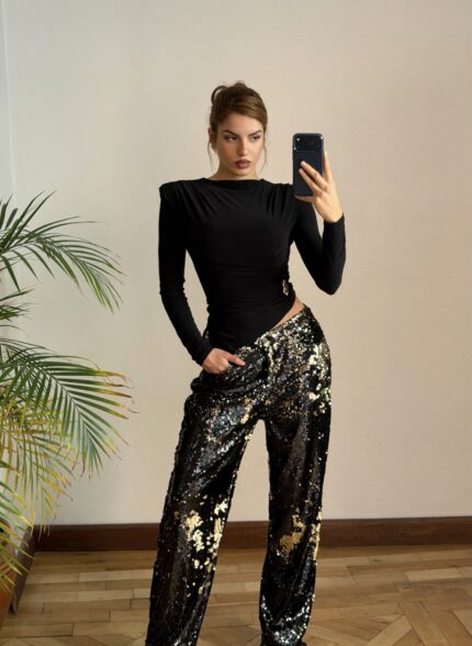 Pullu Payetli Bol Pantolon