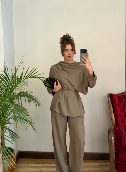 Drape Yaka Bluz Takım